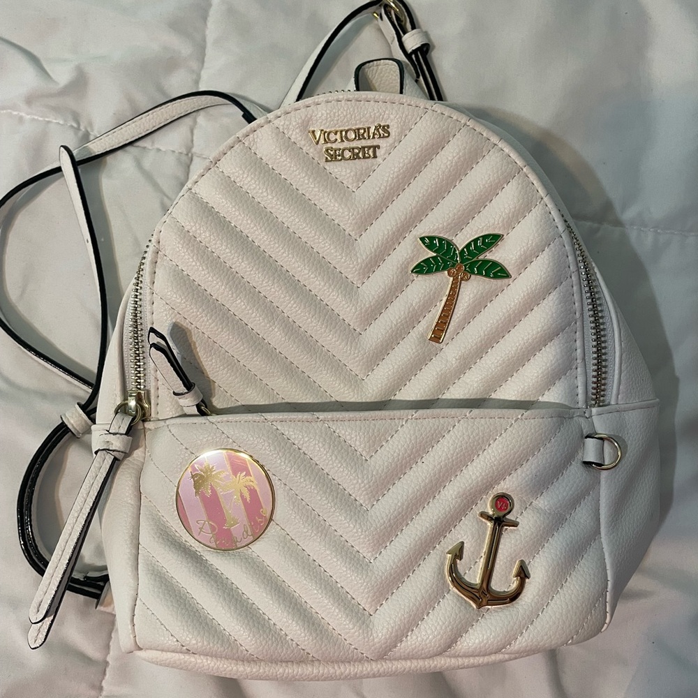 Victoria’s Secret White Leather Summer Mini Backpack